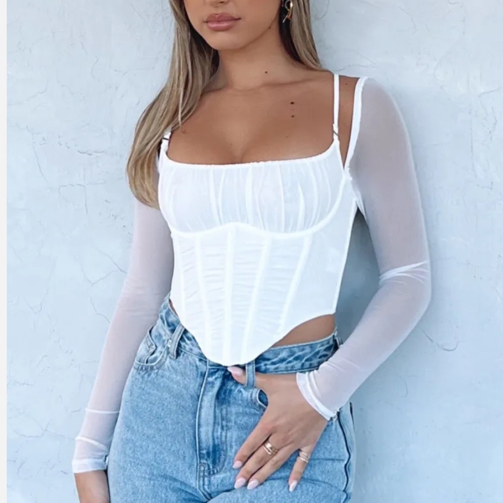 White Fox Boutique More Than Basic Long Sleeve Bu… - image 1